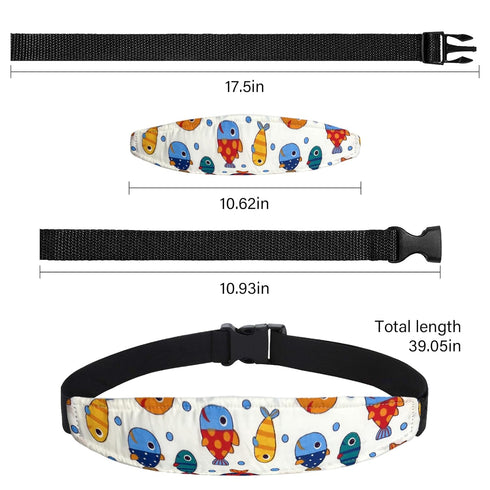 ZHOMA 3 Pcs Baby Head Support for Car Seat, Adjustable Band Strap for Stroller, Soft Neck Relief Slumber Sling