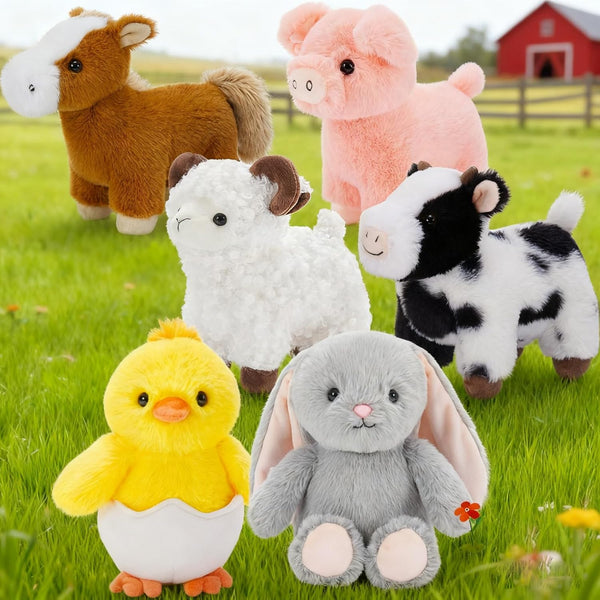 MaoGoLan 6-Pack Stuffed Farm Animal Bulk Plush Toys Set 10 Soft Stuffed