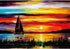 Moruska Sunrise Sailing Boat - 1000 Piece Wooden Jigsaw Puzzle - Gradient Color Oil Painting