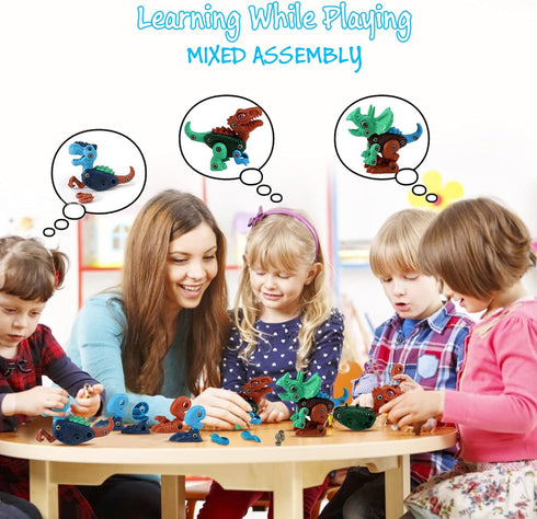 3-5, Set, 3 4 5 6 7 8 Dinosaur STEM Toys for Kids Take Apart Dinosaur Toys with Electric Drill, Educational Building