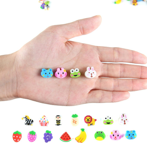 1000 Pieces Mini Animal Fruit Erasers for Kids Bulk, Cute Pencil Assortment for Home School Work Rewards