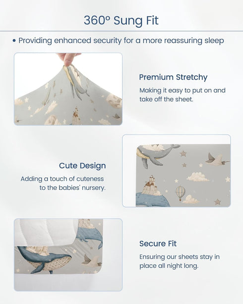 28''x52''x9'' Premium Fitted Baby Boy Crib Sheets for Standard Crib Mattress - Ultra-Soft Jersey Knit Crib Mattress