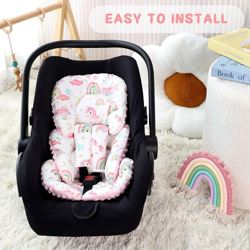 3D Pea Pod Infant Car Seat Insert with Strap Covers, All in One Reversible Baby Car Seat Head Support for Newborn, Soft