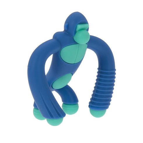 Nuby Geo Zoos Massaging Teether - Baby Teething Toy - Soft Easy Grip for 3+ Months - Blue Gorilla