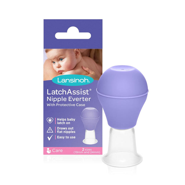 Lansinoh LatchAssist Nipple Everter for Breastfeeding, Includes 2 Flange Sizes (19mm & 24mm) with Protective Case