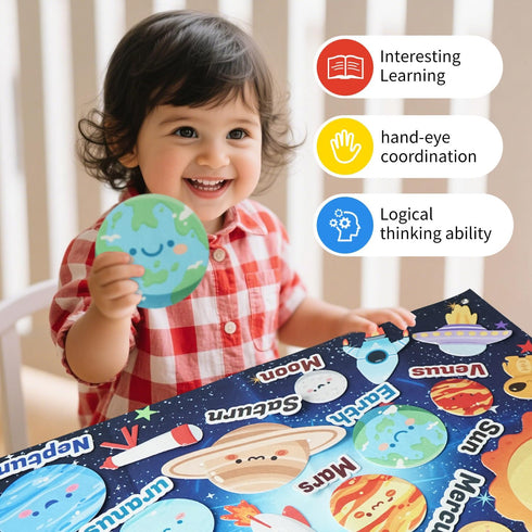 KAWITLO 33-Foot 3-8 Toddler Solar System Toy, Children's Space Felt Board, Suitable Birthday Gift for Boys and Girls