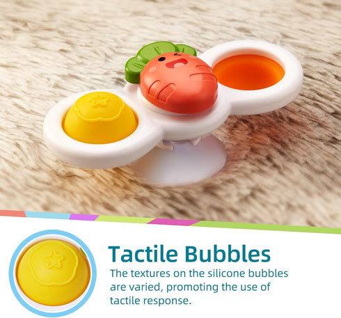 LiKee Strong Suction Cup Fidget Spinnerz Sensory Bath Toys for Baby 6 12 18 Months Airplane Car Travel Table & Window Toys for 1 2 Year Old Toddler Boys and Girls (Farm)