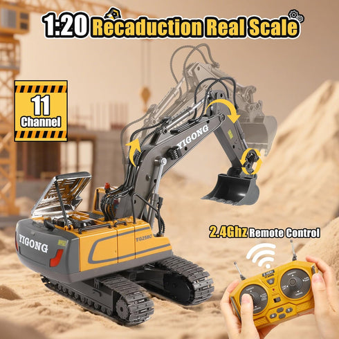 6 7 8 11CH 2400mAh 2.4GHz 6-8 LUDILO Remote Control Excavator Toys for Year Old Boys Gifts, Cars RC Excavator