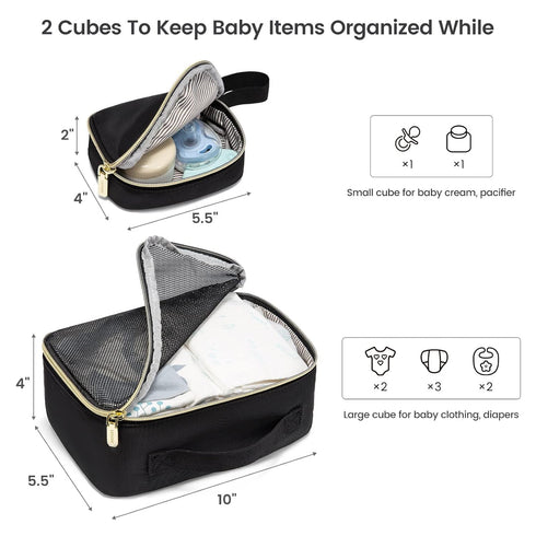 Backpack 2 Capacity,5PCS Set, LOVEVOOK Diaper Bag with Cubes, Quilted Baby Bag with Changing Pad & Pacifier Holder