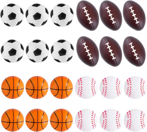 Super Z Outlet Mini Foam Sports Balls, 24 Pack for Kids & Adults, Mini Baseball, Football, Basketball