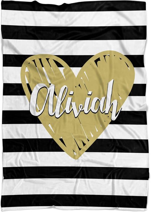 Heart Blanket - Gold Heart Personalized Baby Name Blanket
