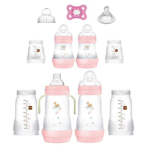 MAM Grow with Baby 15-Piece Gift Set, Essential Anti-Colic Bottles and Silicone Nipples for Newborn Girls