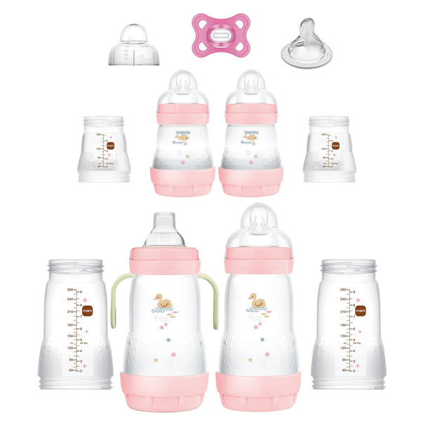 MAM Grow with Baby 15-Piece Gift Set, Essential Anti-Colic Bottles and Silicone Nipples for Newborn Girls