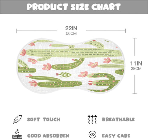 YEGAME Set 1 11 22 Inch Muslin Baby Burp Cloths of - Cactus Super Absorbent Cotton Burping Rags Soft Baby Washcloths