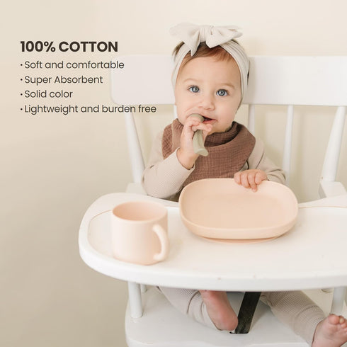 Konssy Muslin Baby Bibs, 10 Pack Bandana Drool Bibs, 100% Cotton for Unisex Boys and Girls