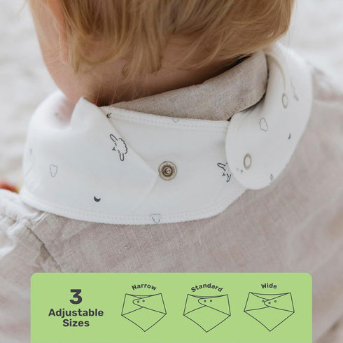 8 Pack Cotton Bandana Bibs for Babies, Absorbent Drool Bibs for Feeding & Teething, Secure Fit, Neutral Colors