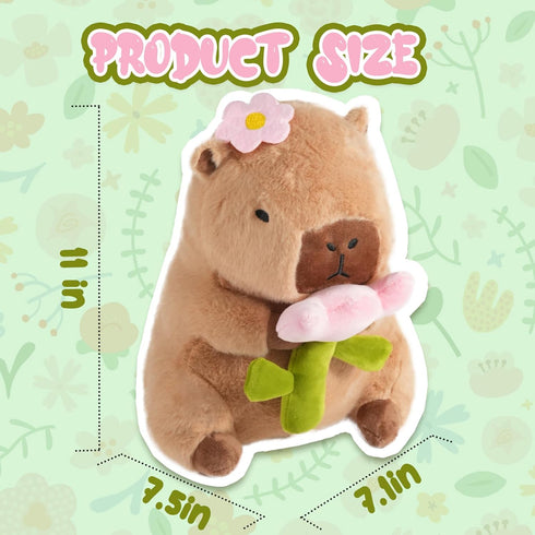 Aniamls 11 inch CHDBLOCK Flower Capybara Plush, Cute Capybara Plush Pillow Kawaii Flower Stuffed Capybara Plushies Toys