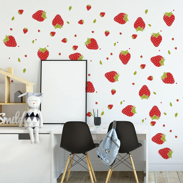 Saomour Strawberry Decor 92 Pieces Stickers, PVC Material, Waterproof, Custom Style, Wall Stickers