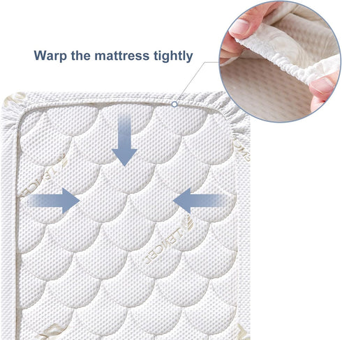 Feisaibaoly Pack 39"27"5" Waterproof and Play Sheet Quilted, Small Baby Mattress Cover - Knitted Fabric Soft