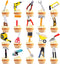 51 Pieces Tools Cupcake Toppers - Instrument Cake Decoration Tool Stickers (2 in 1) for Kids Girls 1st 2nd Birthday
