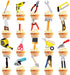 51 Pieces Tools Cupcake Toppers - Instrument Cake Decoration Tool Stickers (2 in 1) for Kids Girls 1st 2nd Birthday