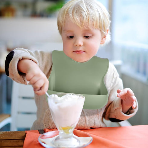 Silicone Baby Bibs for Boys Girls, 3 Pack Soft Adjustable for Babies Toddlers, BPA Free, Waterproof Eating Essentials