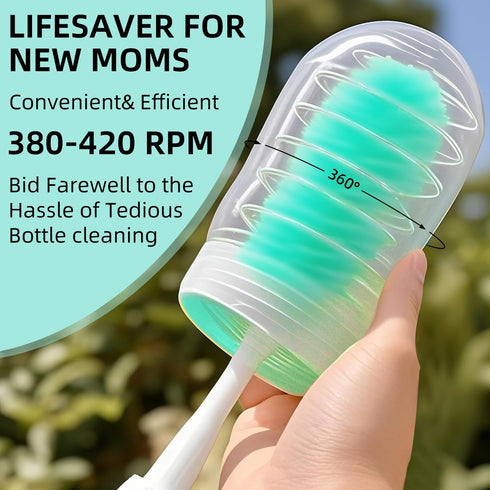 Set 2 360 Electric Bottle Brush,Electric Baby Bottle Brush with Silicone Bottle/Pacifier/Straw Brush and Mixing Head