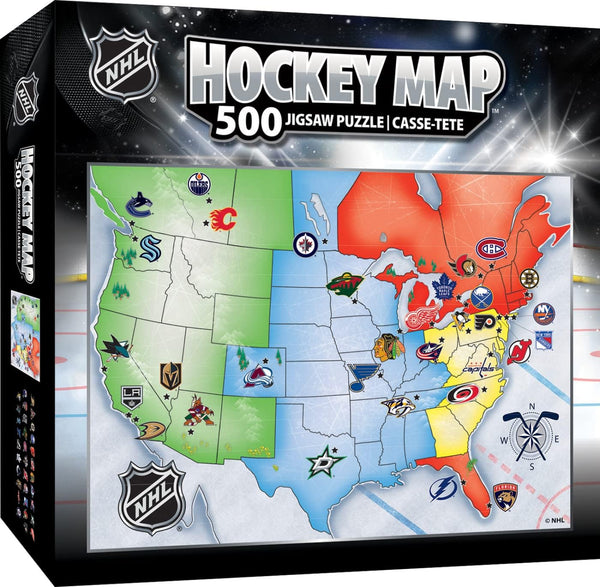 MasterPieces Sports Puzzle - All Teams 500 Piece Jigsaw Puzzle for Adults - NHL League Hockey Map