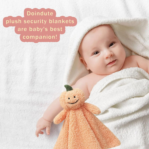 Baby Orange Pumpkin Soft Stuffed Animal Security Blanket, Plush Lovey Blanket for Newborns, Infant, Toddler Snuggle