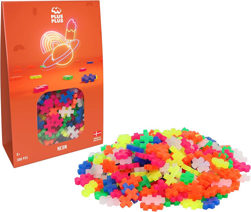 PLUS PLUS 300 Piece Neon Mix Construction Building Stem/Steam Toy, Mini Puzzle Blocks for Kids