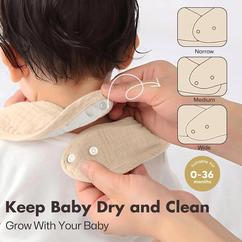 COMFYROLL 8 Pack Drool Bibs for Baby Girls & Boys, Baby Muslin Bibs for Drooling and Teething with Hidden Pocket, Soft