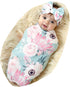 Galabloomer Newborn Receiving Blanket & Headband Set, Baby Flower Swaddle