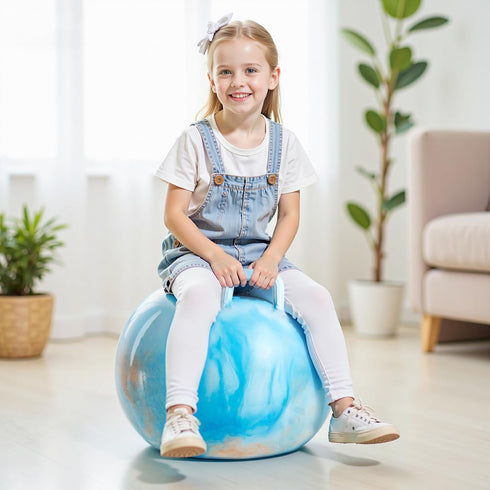18 inches 3-6 U&C Planet Hopper Ball Bouncy Ball with Handle for Kids Age Clouds Hoppity Hop Sit and Bounce Jumping