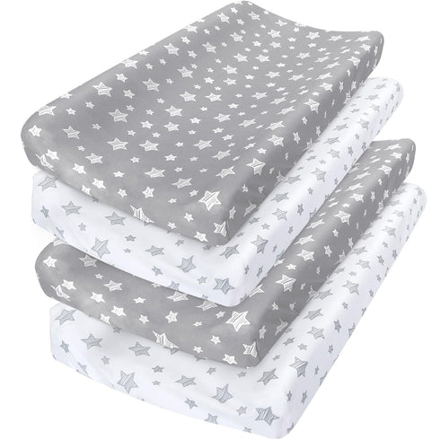 Changing Pad Cover for Boys 4 Pack, Lovely Print Soft Unisex Diaper