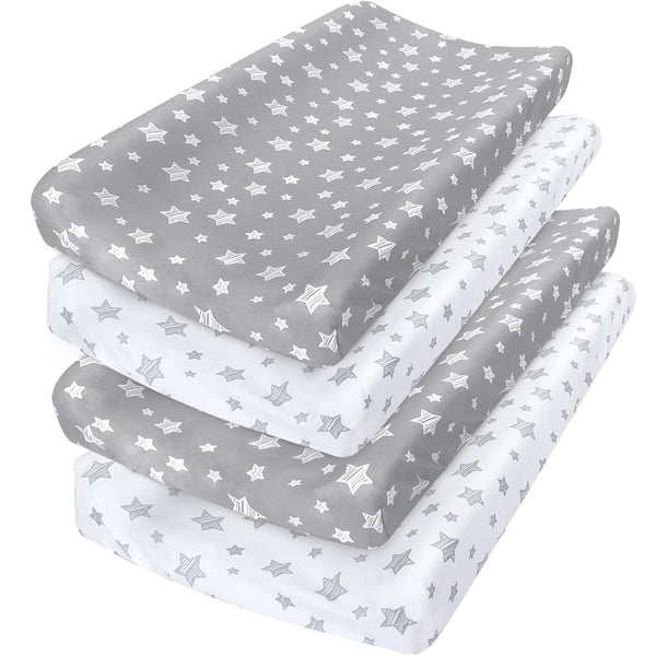Changing Pad Cover for Boys 4 Pack, Lovely Print Soft Unisex Diaper