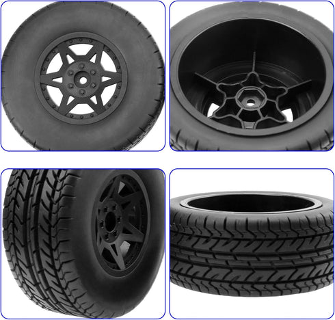 4-Pack RC Short Course Truck Wheels & Tires with Foam Inserts, Compatible with Losi Tenacity Traxxas Slash Arrma HPI