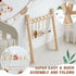 6 Razee Wooden Baby Play Gym Activity Mat, Leaf Shaped Play Mat Baby Gym with Hanging Sensory Toys Foldable Baby Gym
