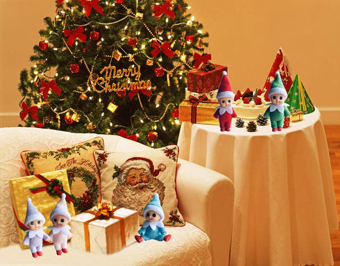 WULEEUPER Tiny Baby Elf Doll, Christmas Miniature Decoration, Newborn Gift with Feet and Shoes