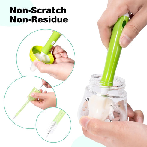Gindasilva Cup,2 Pack Brushes,1 Pack Nipple,1 Baby Bottle Brush with One Base Hidden Nylon Nipple Cleaner, Stand