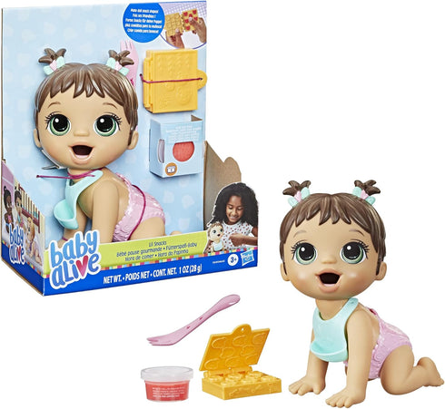 Baby Alive Lil Snacks Doll - Snack-Themed 8-Inch Baby Doll, Eats and Poops, Toy for Kids Ages 3 and Up