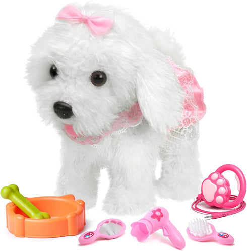 OR OR TU Walking Barking Toy Dog with Remote Control Leash, Plush