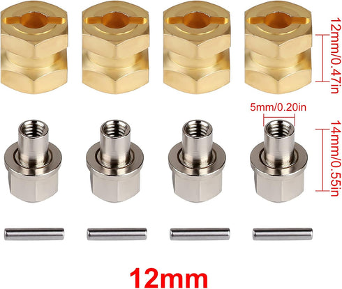 INJORA RC Hex Hub 12mm Brass Wheels, Hex Hub Extension Adapter for 1/10 RC Crawler Axial SCX10 D90