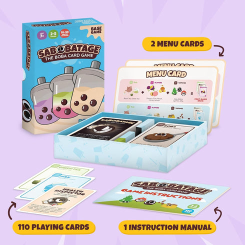 2-5 3rd Sabobatage: The Boba Card Game | Easy Family-Friendly Party Game | Card Games for Adults, Teens & Kids |