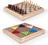 VAMSLOVE 13" Chess Chinese Checkers 2 in 1 Wooden Board Game Set with Pieces Storage Drawer, Bonus Marbles for Birthday
