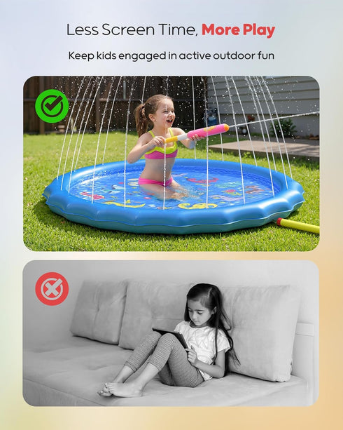 1-3, 67" Summer 2 QPAU Splash Pads for Toddlers Durable Baby Splash Pad, Outdoor Sprinkler for Kids Toddler Toys, Water