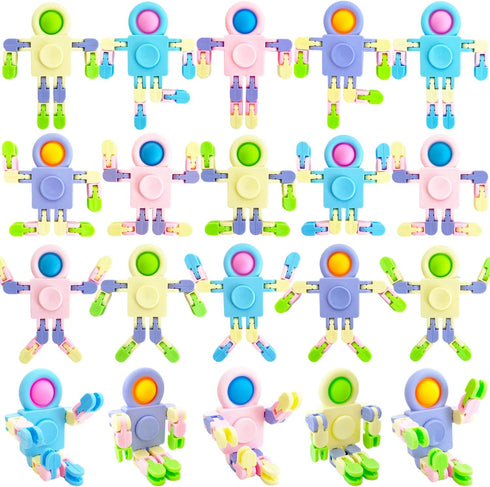20 Pcs Funny Sensory Fidget Toys,Transformable Chain Robot Finger Toy,Stress Relief Fingertip