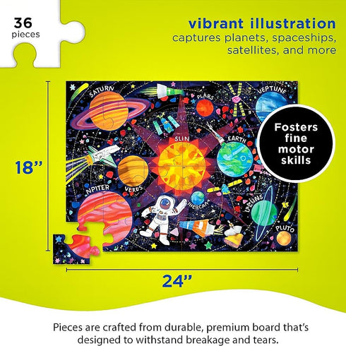 36-Piece 3-5 24" 18" Crocodile Creek Jigsaw Floor Puzzle - Fun Floor Puzzles for Kids Ages - Heavy-Duty Shaped Box