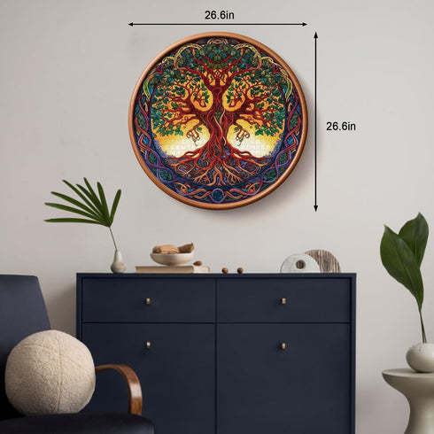 Tree of Life Puzzles for Adults, 1000 Pieces, Mandala Tree Jigsaw, Nature Plant Round Puzzles