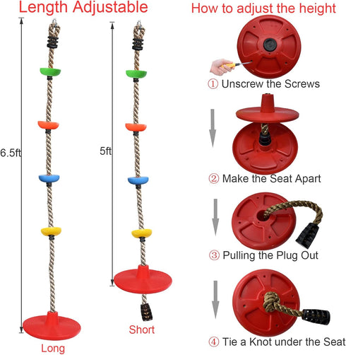 Tree Climbing Rope and Kids Disc Swing Seat Set for Outdoor Backyard Playground Accessories