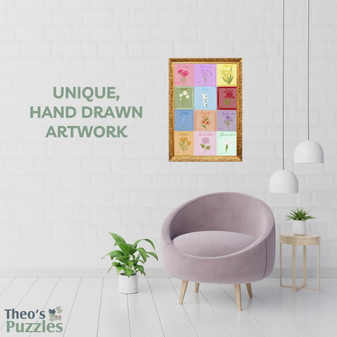 Birth Month Flower Puzzles for Adults 1000 Pieces - High Resolution, Smooth Edged, Matte Finished Jigsaw Puzzle